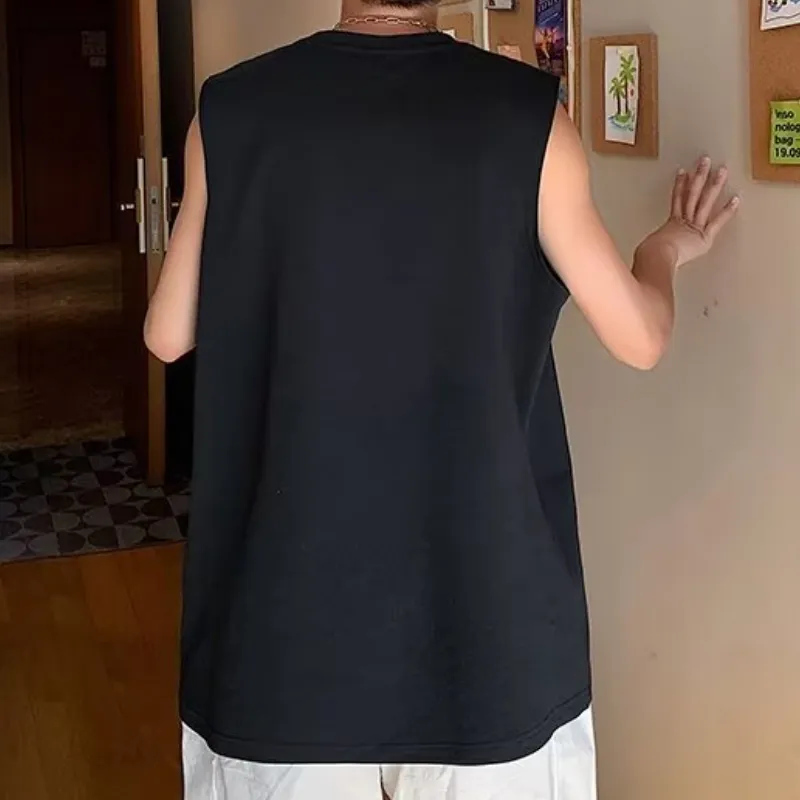 Loose Casual Sleeveless T Shirt Vest-4