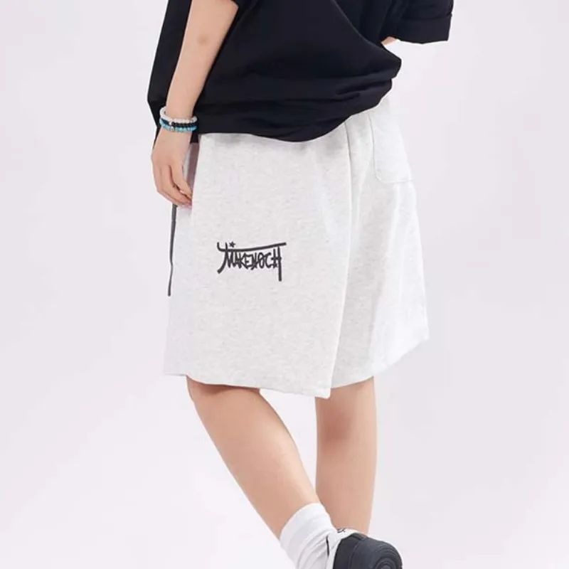 Loose Casual Versatile Letter Print Sports Shorts-11