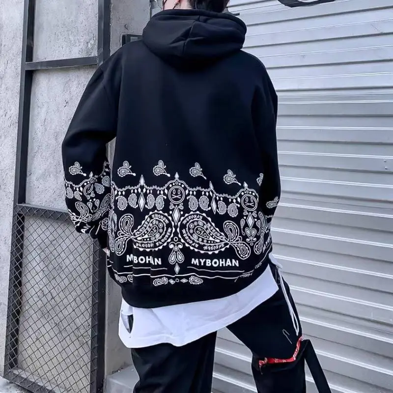 Cashew Flower Print Plus Velvet Sweatshirt-3