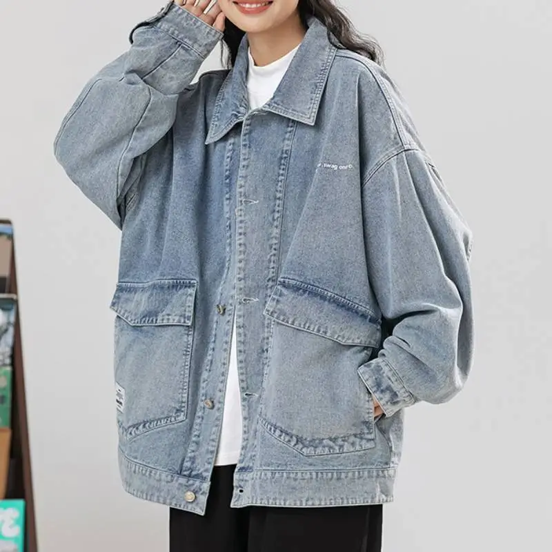 Street Vintage Washed Loose Denim Jacket-2