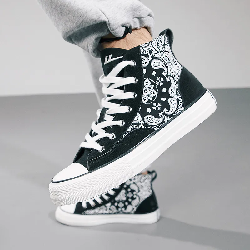 Cashew Flower Printed High top Shoes-7
