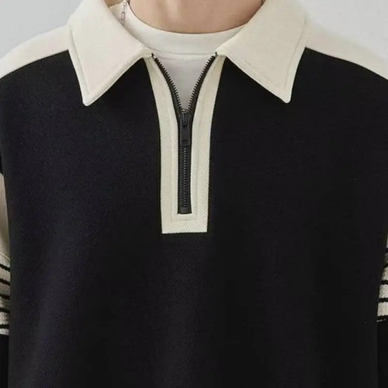 Casual Color Contrast Loose Polo-4