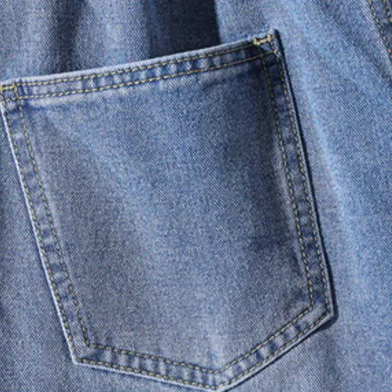 Large Size Denim Button Shorts-7