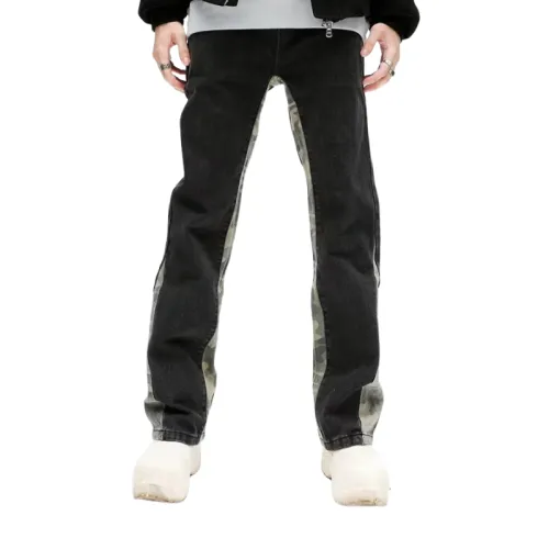 High Street Vibe Style Zipper Split Stacked Jeans