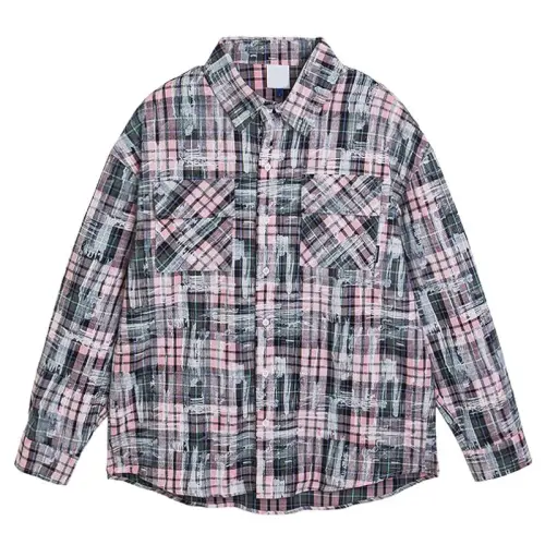 Pink Plaid Long Sleeve Shirt