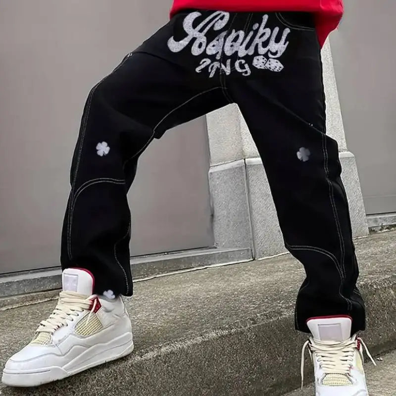 Graffiti Stitching Letter Trousers-2