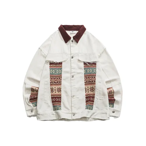 Vintage Lapel Casual Loose Ethnic Style Color-block Jacket