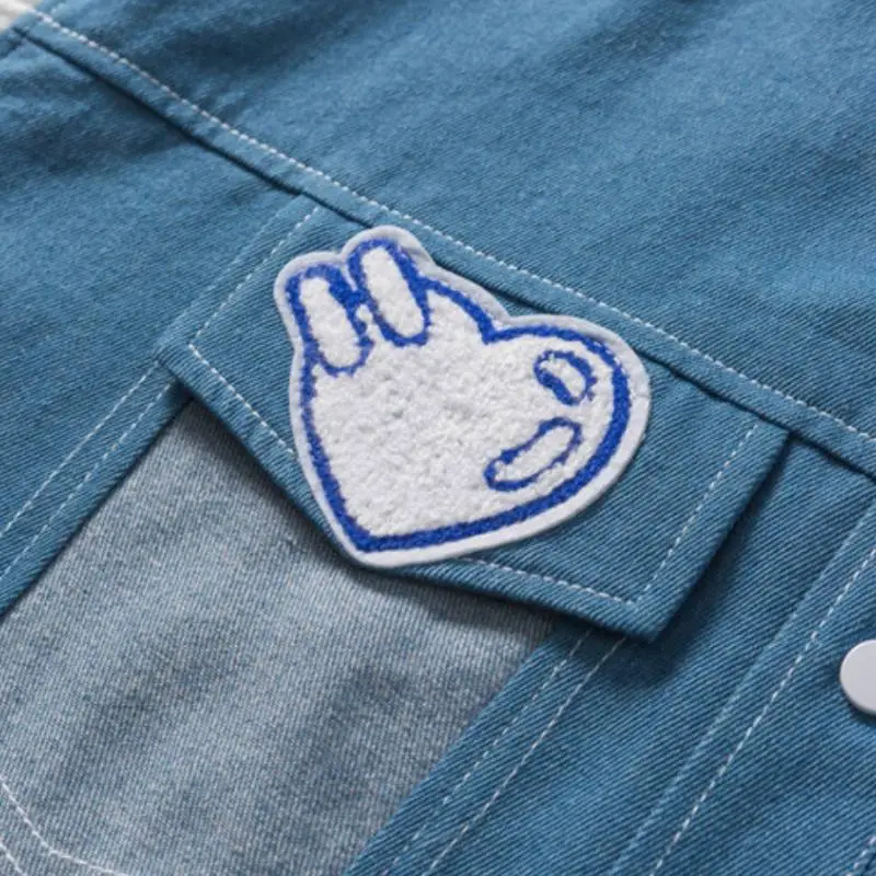 Patchwork Denim Baseball Jacket-4