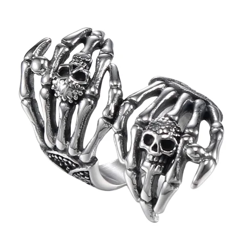 Stainless Steel Double Ghost Hands Ring