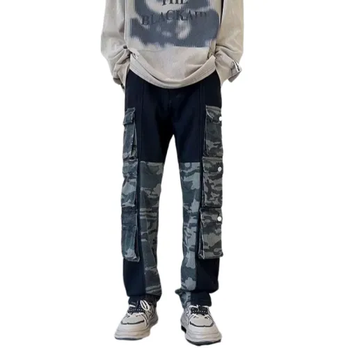 Hip-Hop Camouflage Multi-Pocket Workwear Jeans