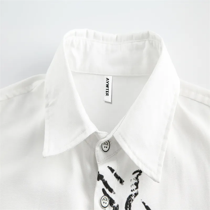 Retro Letter Print Short Sleeved T Shirt-2