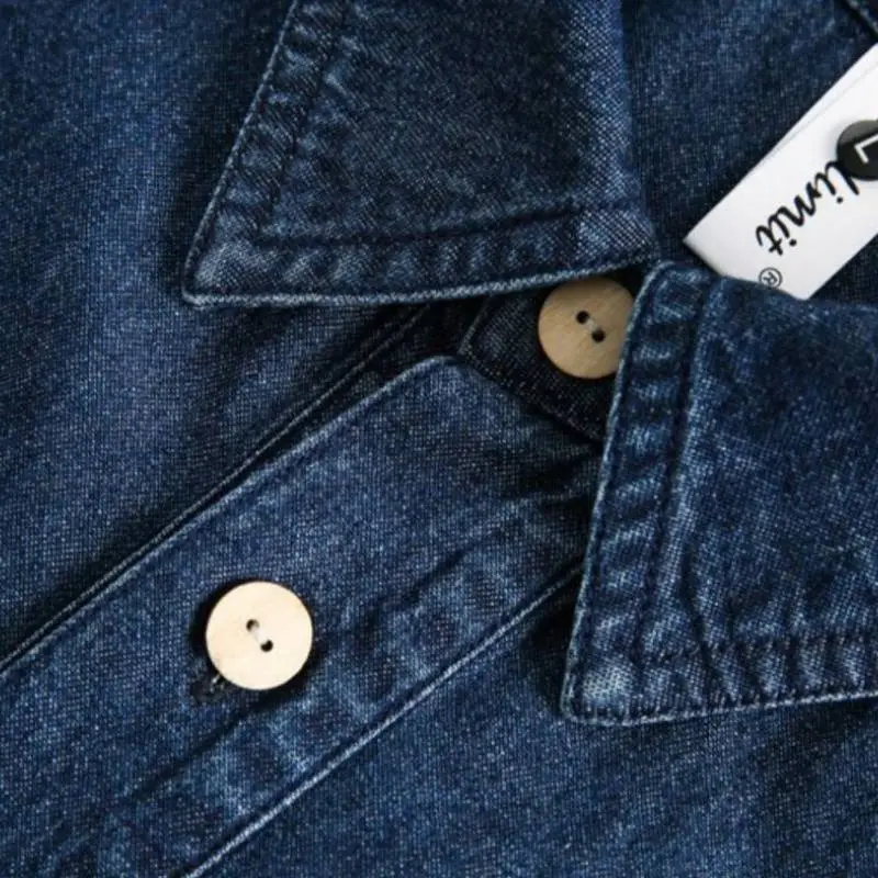 Half Sleeve Splicing Denim Shirt-2