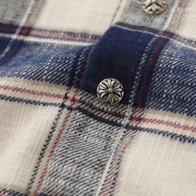 Retro Plaid Denim Shirt-2