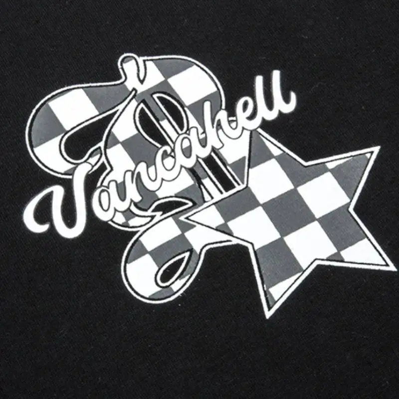 Retro Checkerboard Printed Long sleeved Trendy Ins Loose Casual Pullover T shirt-5