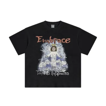Washed Angel Print Retro T Shirt