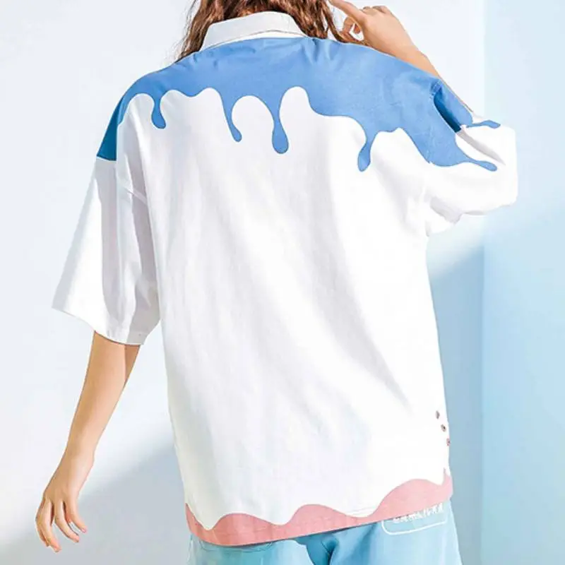 Casual Versatile Contrast Color T Shirt-3