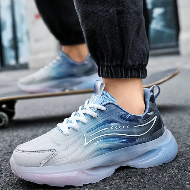 Trendy Gradient Color Thick Soled Sneakers-3