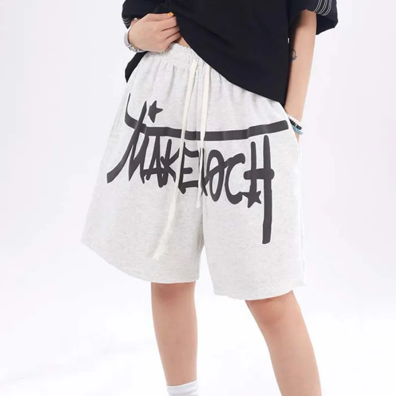 Loose Casual Versatile Letter Print Sports Shorts-10