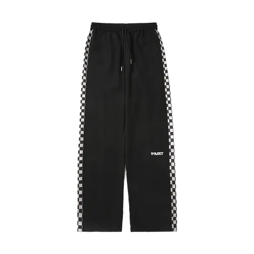 PASET Checkerboard Plaid Side Grid String Standard Sports Straight Pants