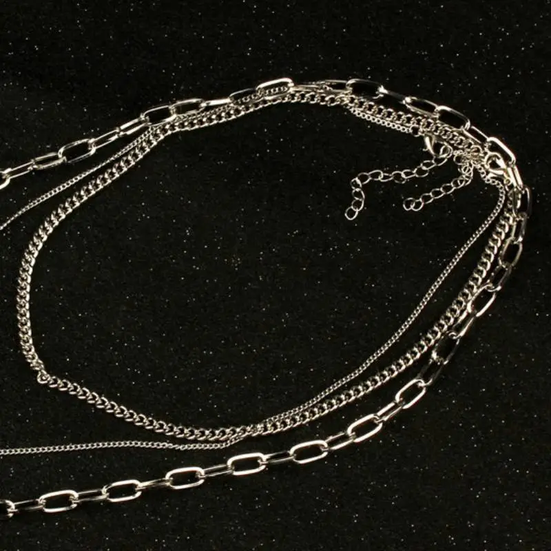 Personality Hip Hop Multi Layer Necklace-4