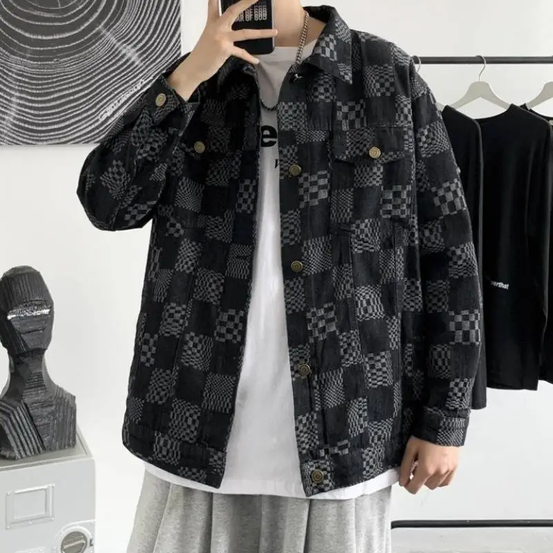 High Street Checkerboard Denim Jacket swag OOTD-1