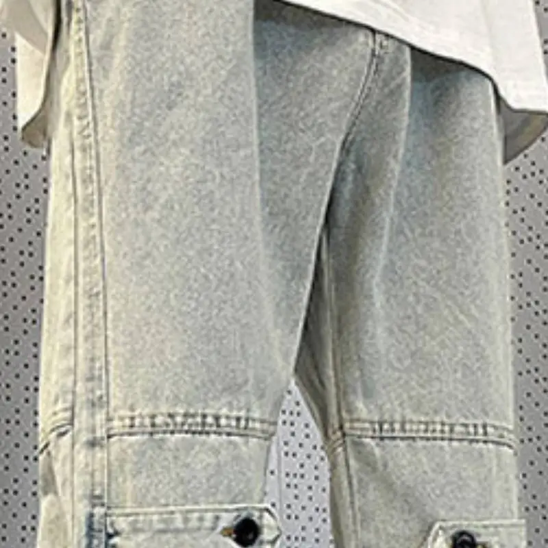 Versatile Loose Straight Zipper Jeans-2