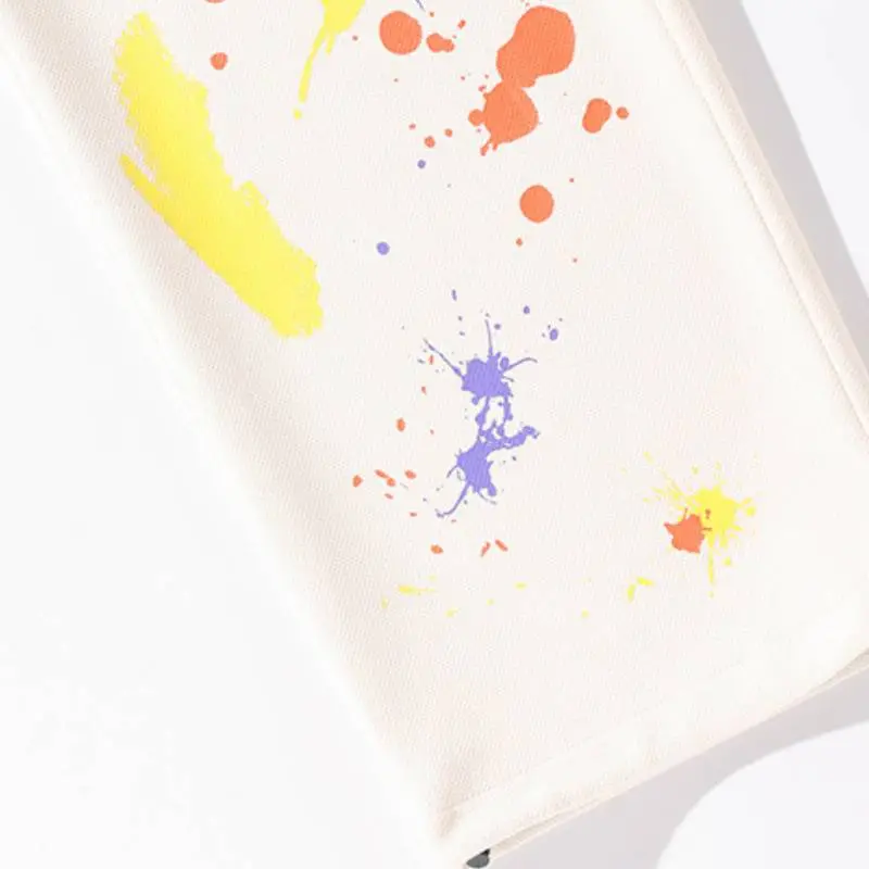 White Bottom Large Size Graffiti Sweatpants-5