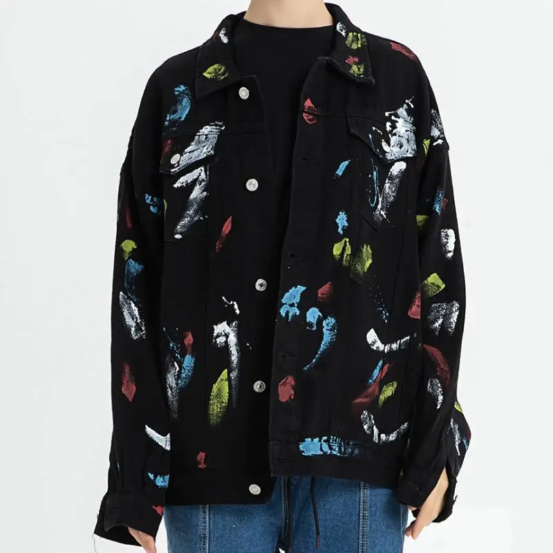 Loose Multi Pocket Splash Ink Cardigan Loose Shirt-2