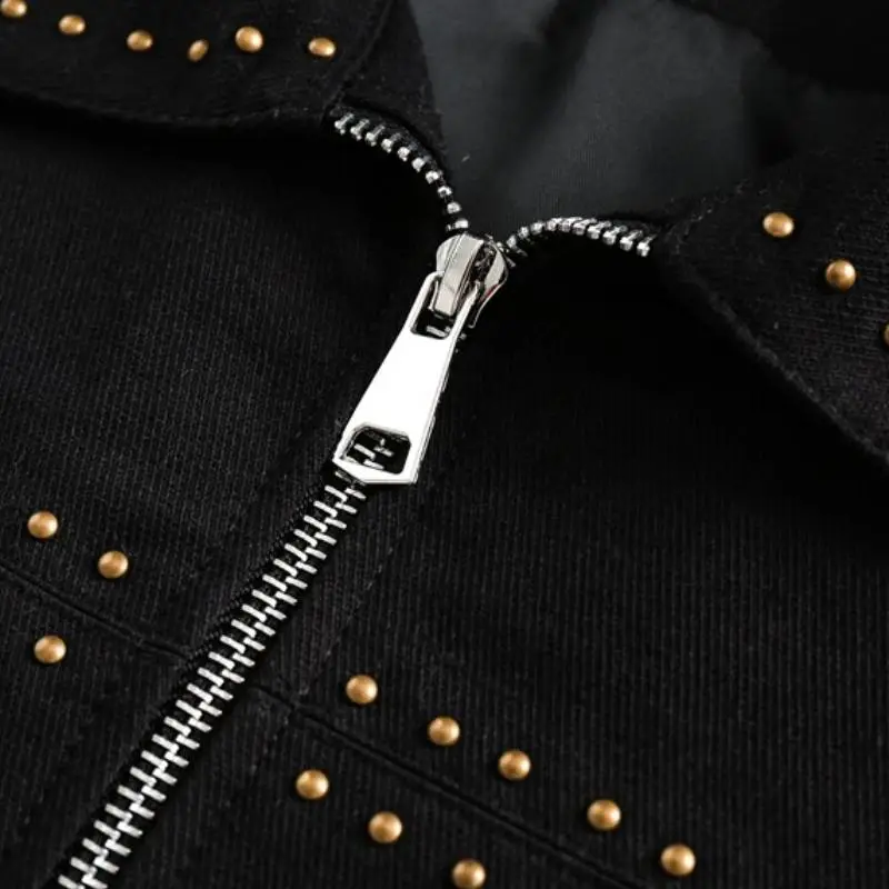Niche Design Trendy Dark Rivet Vintage Work Jacket-4