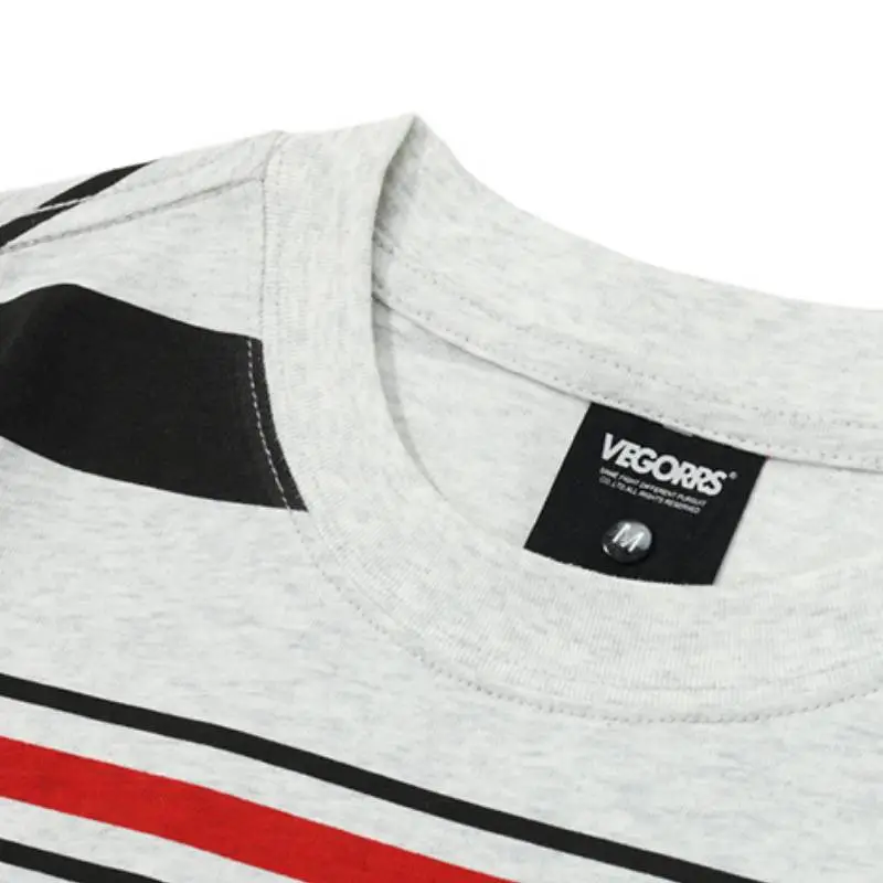 Oversize Contrast Color Striped Short Sleeved T Shirt-3