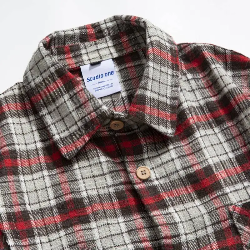 Retro Plaid Long Sleeved Shirt-4