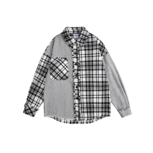 Retro Irregular Plaid Long Sleeve Shirt