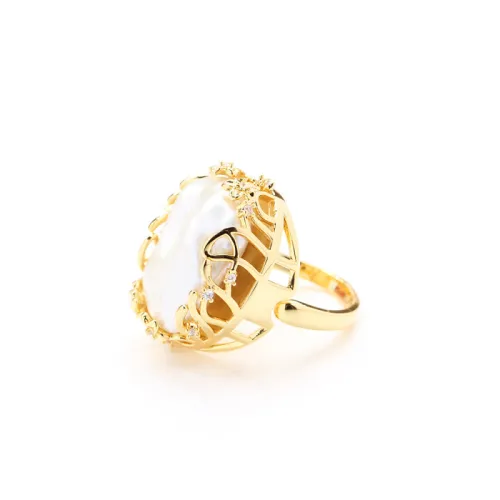 Retro Pearl Two-Color Ring