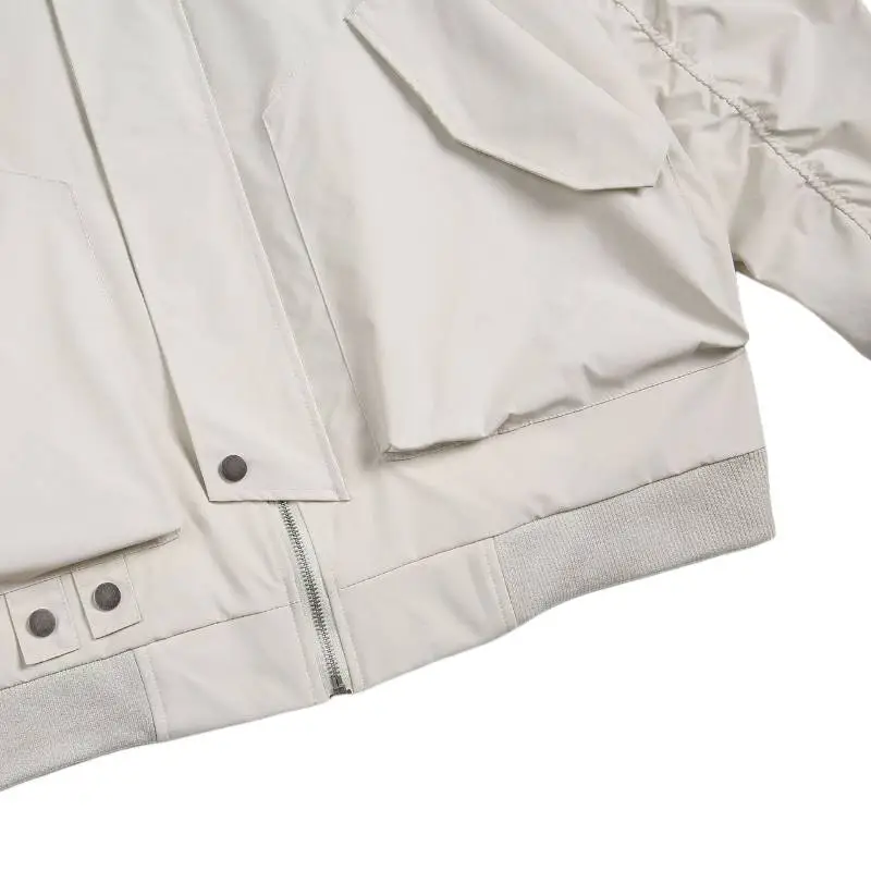 Neutral Style Spliced Loose Collar Pilot Jacket-2