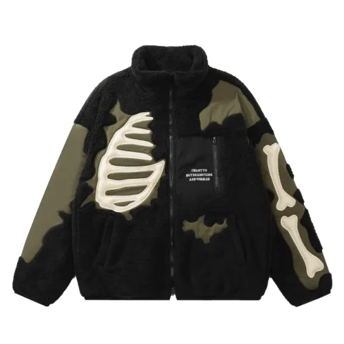 Street Retro Skull Loose Lambswool Jacket