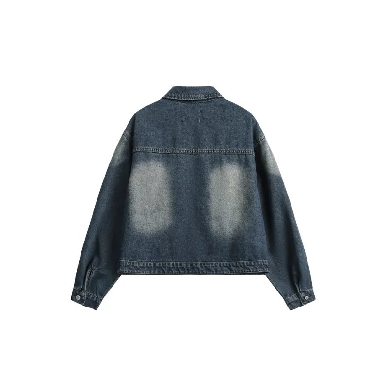 American Style Cleanfit Style Vintage Loose Washed Laps Tooling Denim Jacket Jacket-1