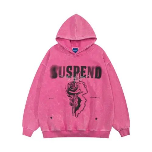 High Street Washed Graffiti Hooded Fleece Sweater