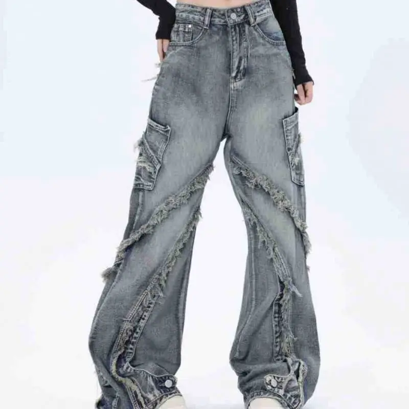 Raw Edge Stitching Jeans-3