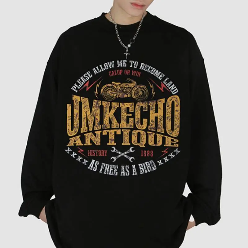 Trendy Vintage Washed Long Sleeve Crewneck Hoodie-4