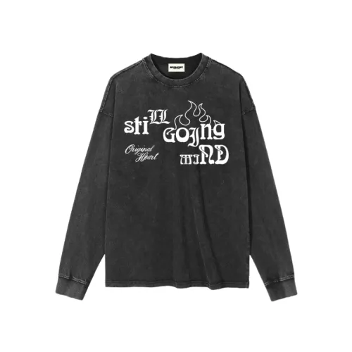 High Street Simple Gothic Letter Printing Long Sleeve T-shirt