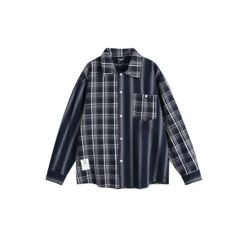 Retro Splicing Plaid Long Sleeve Shirt