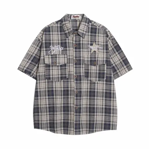 Loose Contrast Color Plaid Workwear Shirt