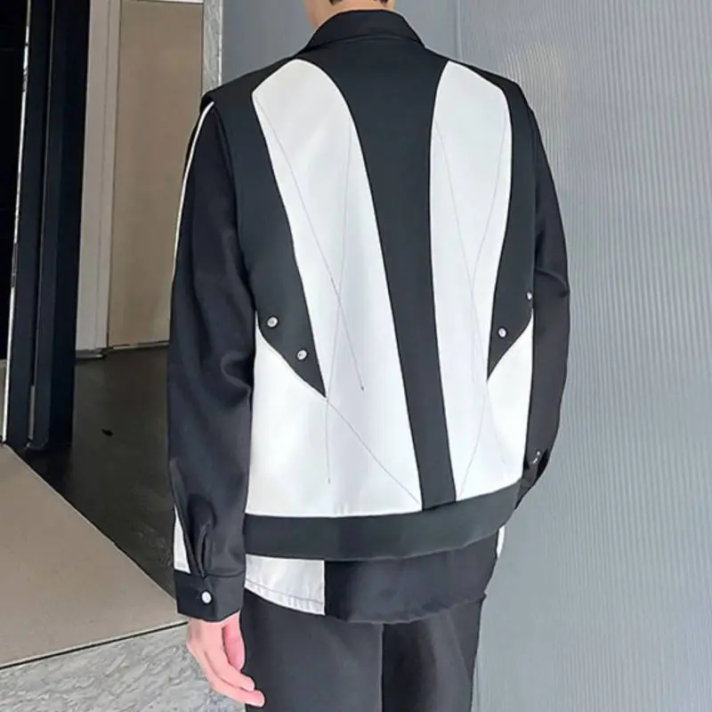 Casual Black and White Contrast Jacket-5