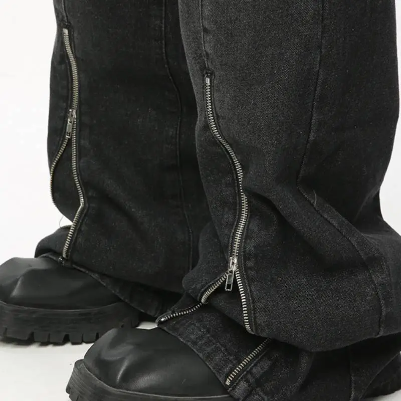 Washed Old Structure Line Flared Jeans-4