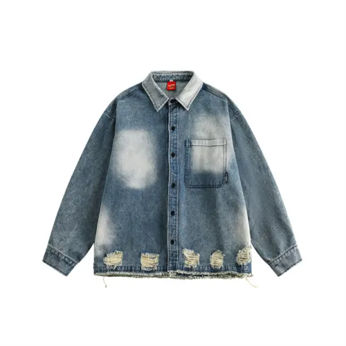 New Worn-out Hem Washed Denim Vintage Jacket