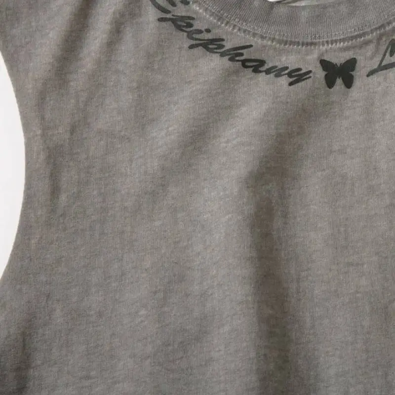 Retro Butterfly Print Distressed Sleeveless Vest-3