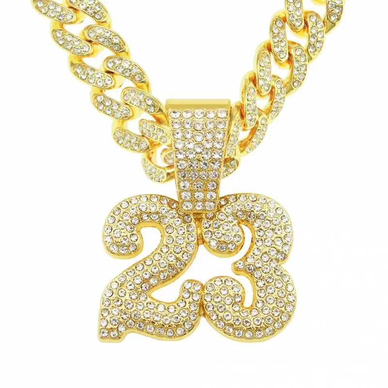 Full Diamond Number 23 Pendant Necklace-2