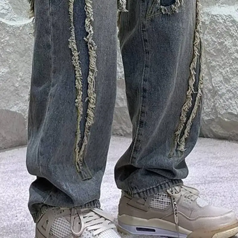 Washed Hip Hop Distressed Street Fashion Jeans-3