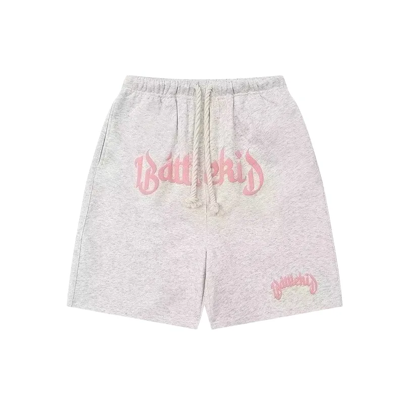 Letters Printed Solid Color Work Shorts-0
