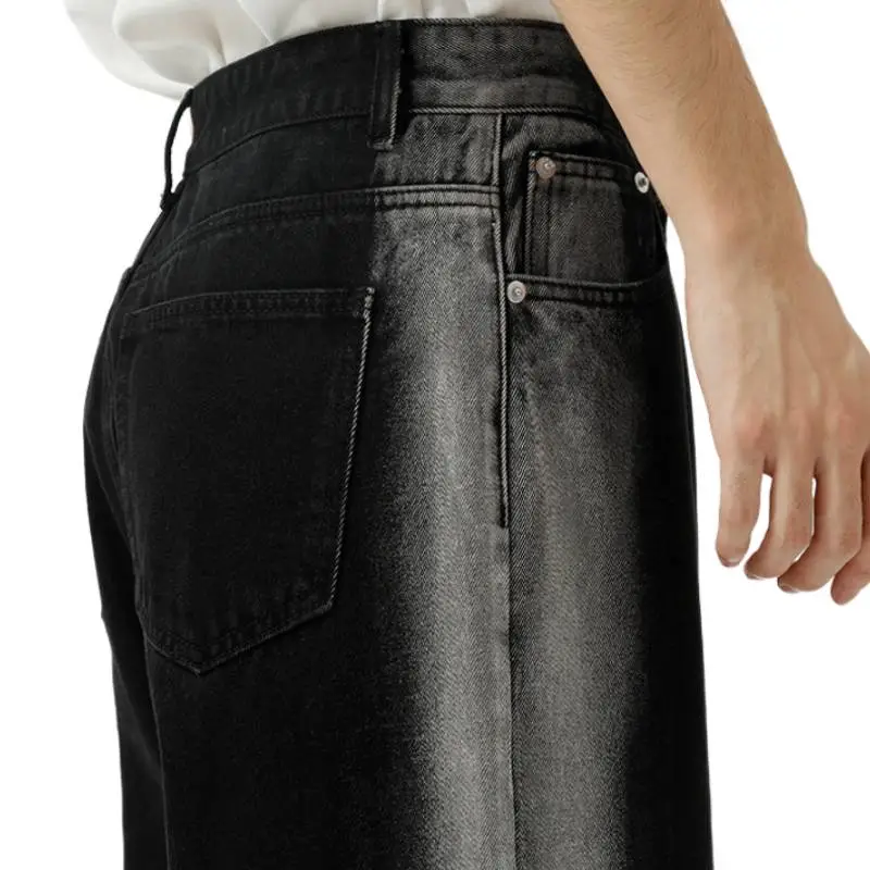 Patchwork Contrast Color Personality Trend Casual Jeans-4